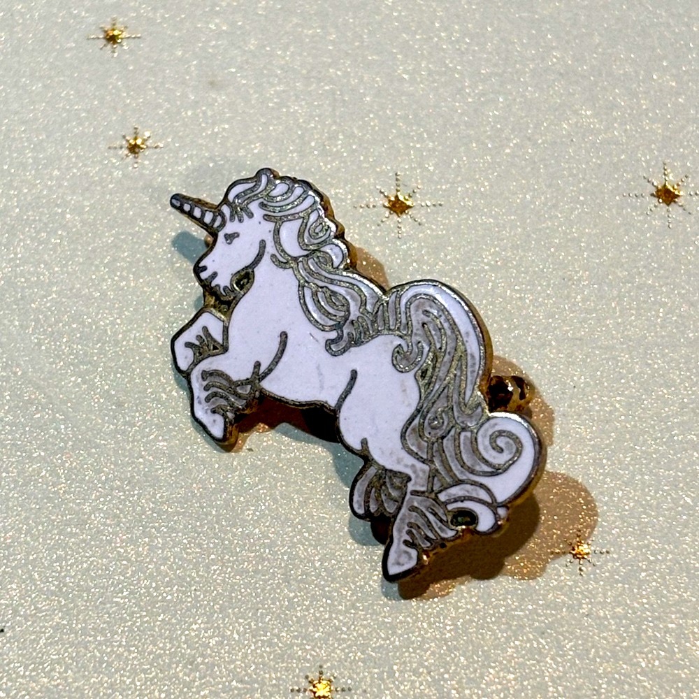 Vintage 1980s Pinnacle Designs Enamel Unicorn Pin